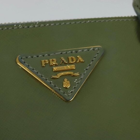 PRADA Galleria Hand Bag Safiano leather 2way Green Gold Auth - Picture 12 of 16